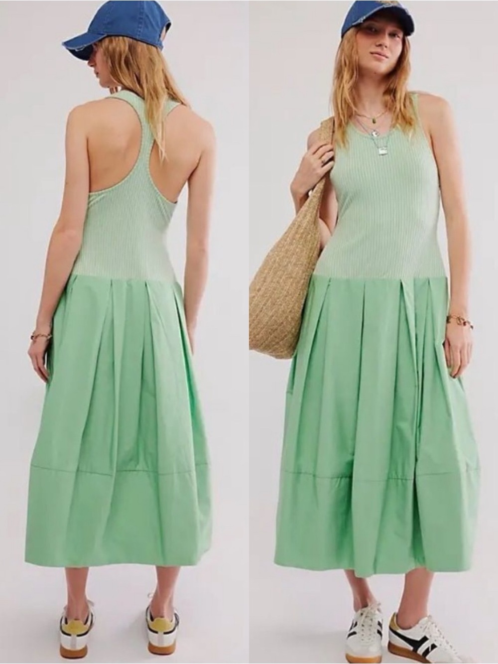 FREE PEOPLE Mint Ribbed Razor Back Pear Shape Sun Dress! 👗 - Picture 7 of 16